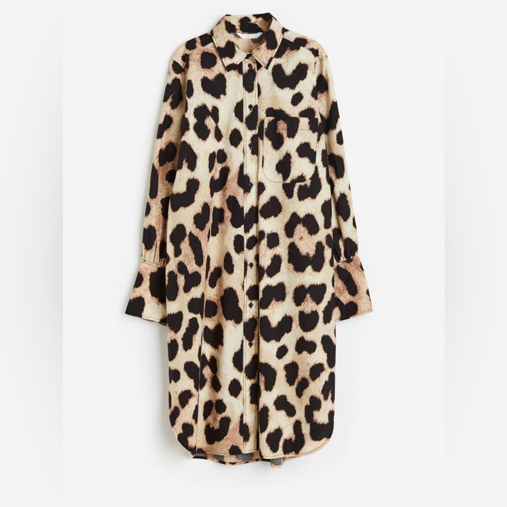 H&M Beige/Leopard Shirt Dress
